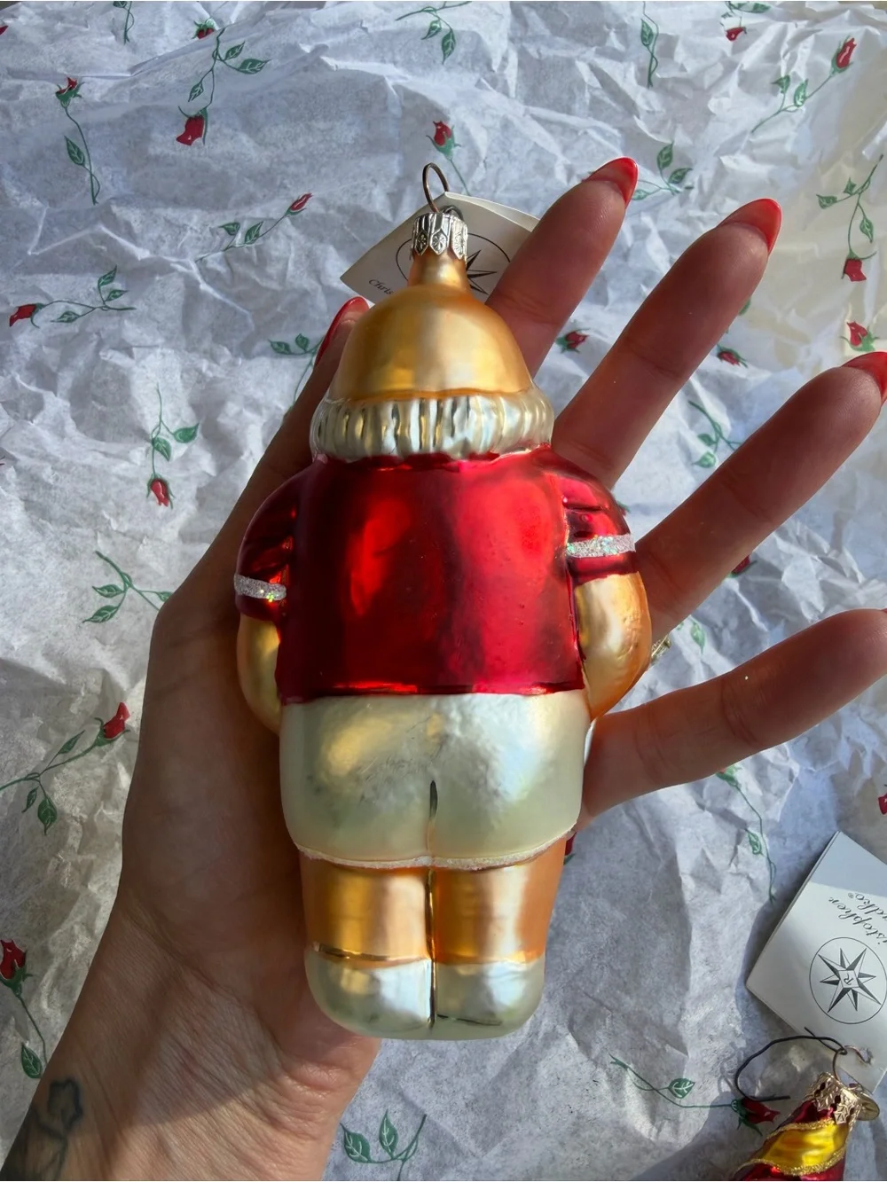Christopher Radko 1994 Vintage Glass Santa Tennis Ornament Hand Blown Poland 🏷️
